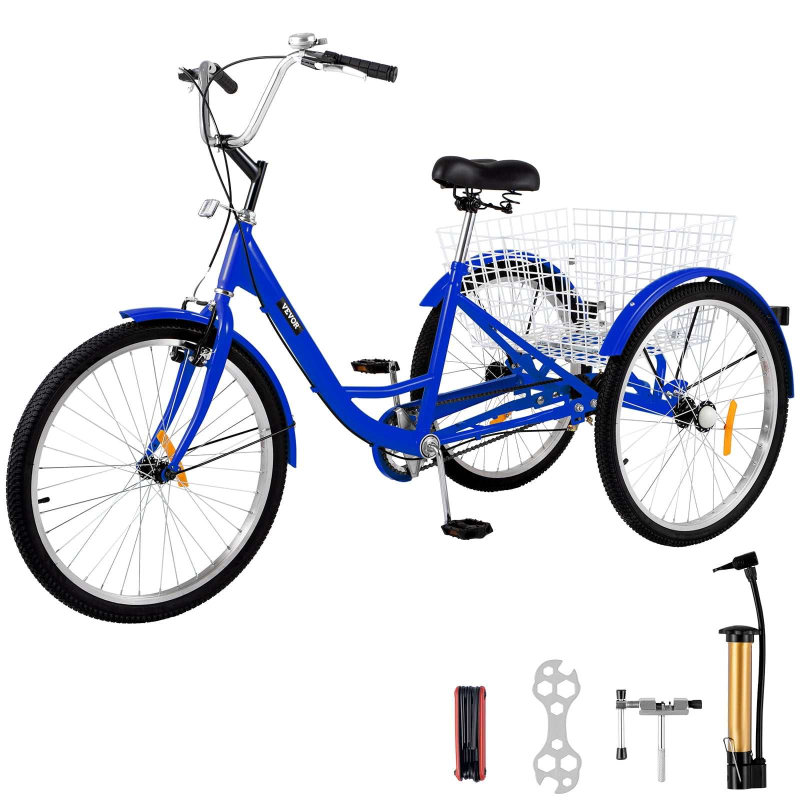 24'' inch Tricycle Adult 3 wheel Bike 6 speed Senior Bike w/Shopping Basket UK 