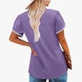 thumbnail image 7 of Wiyuqeen Summer Lace Patchwork Petal Short Sleeve Blouses Womens Trendy Cute Tie Knot Front Tunics Casual Pleated Crew Neck Going Out T-shirts Tops, 7 of 7