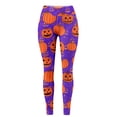thumbnail image 5 of Halloween Women's Workout Leggings with Pockets High Waisted Tummy Control Stretch Activewear Running Yoga Pants(Purple,XXL), 5 of 5