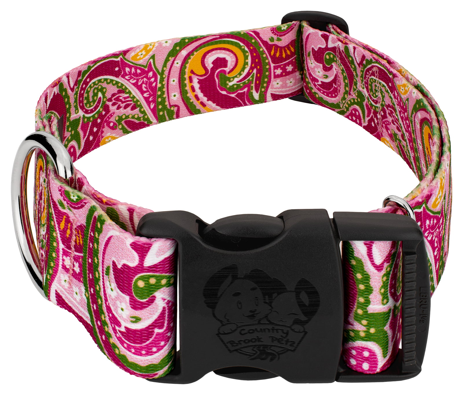 L XL Rose Pink Paisley S Adjustable Sizes XS Dog Collar Flower Set M 