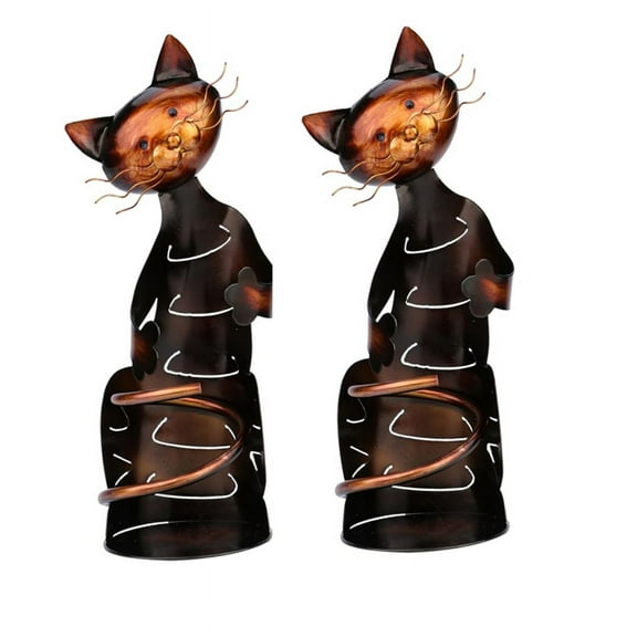 2PCS Cat Wine Holder Rack Cat Shaped Wine Holder Stand Metal Decorative Cat Wine Bottle Holder Sculpture