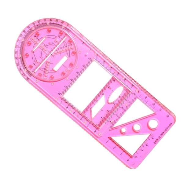 Regla geométrica multifuncional Plantilla de dibujo geométrico Pintura geométrica rosa