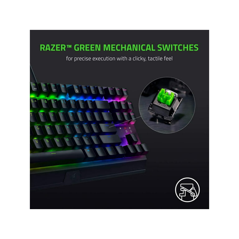 Razer BlackWidow V3 Tenkeyless TKL Mechanical Gaming Keyboard: Green  Mechanical Switches - Tactile & Clicky - Chroma RGB Lighting - Compact Form