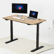 Hi5 Electric Height Adjustable Standing Desks with Rectangular Tabletop (120 x 60cm) for Home Office Workstation (Oak Top, Black Frame)