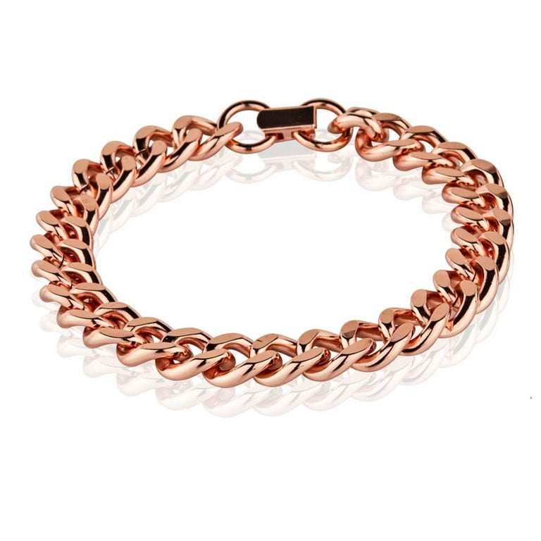 2 Pc Solid Cuban Link Bracelet Pure Copper Chunky Chain 2 Pc Solid Cuban Link Bracelet Pure Copper Chunky Chain