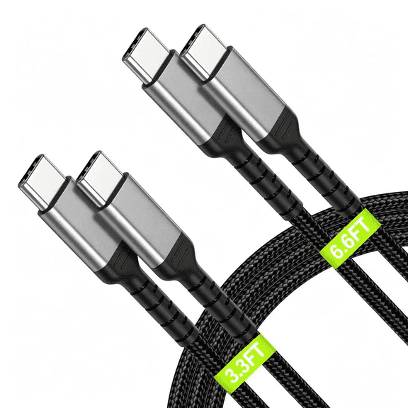 Umefly USB C to USB C Cable, 60W PD 3.0 Fast Charging, 3ft 6ft 2 Pack Nylon Braided Type C Charger Cord for Samsung S25 S24, iPad, Android Phone Tablet Earbuds