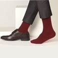thumbnail image 2 of Solid Color Crew Cotton Dress Socks - Burgundy, 2 of 3