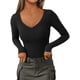 thumbnail image 1 of Remera PRETTYGARDEN Cuello en V Manga Larga Ajustada Negra Talle S, 1 of 8