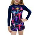 thumbnail image 3 of Sentuca Girls Swimsuit 2-Pieces Long Sleeve Rash Guard and Shorts Bathing Suit Kids Swimwear Sets 8-15 Years, 3 of 6