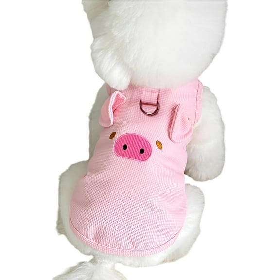 Dog Shirts Clothes Dog Vest Embroidered Cute Dog Clothes for Small Dogs Fashionable Polyester Puppy Clothes for Spring Summer Sleeveless Dog Clothes for Small and Medium Dogs (Pink Pig, X-Large)