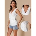 thumbnail image 2 of DARING DIVA Sleeveless Wrap Ruched Button Decor Tank Tops XS White, 2 of 6