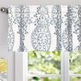 thumbnail image 2 of DriftAway Samantha Floral Damask Medallion Pattern Thermal Valance for Kitchen Living Room Single Rod Pocket 52 Inch by 18 Inch Plus 2 Inch Header Dusty Blue, 2 of 7