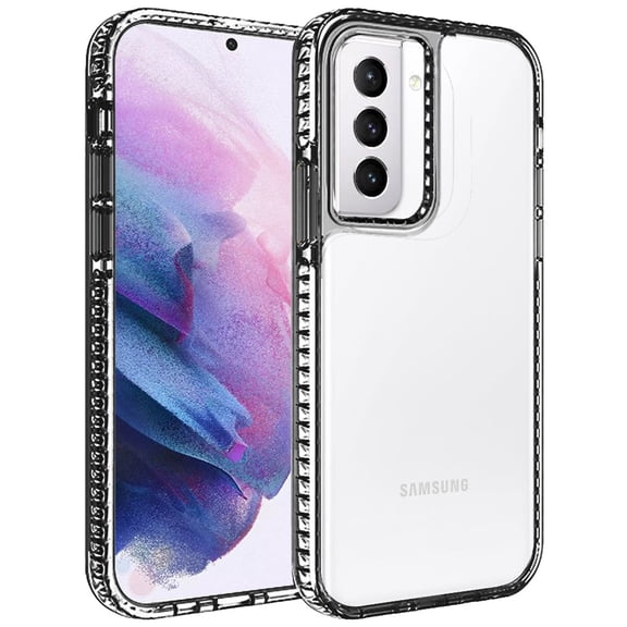 for Samsung Galaxy S21 (6.2") Crystal Clear Rugged Shockproof Hybrid PC TPU Colorful Buttons Military Grade Protection Back Cover ,Xpm Phone Case [Black]