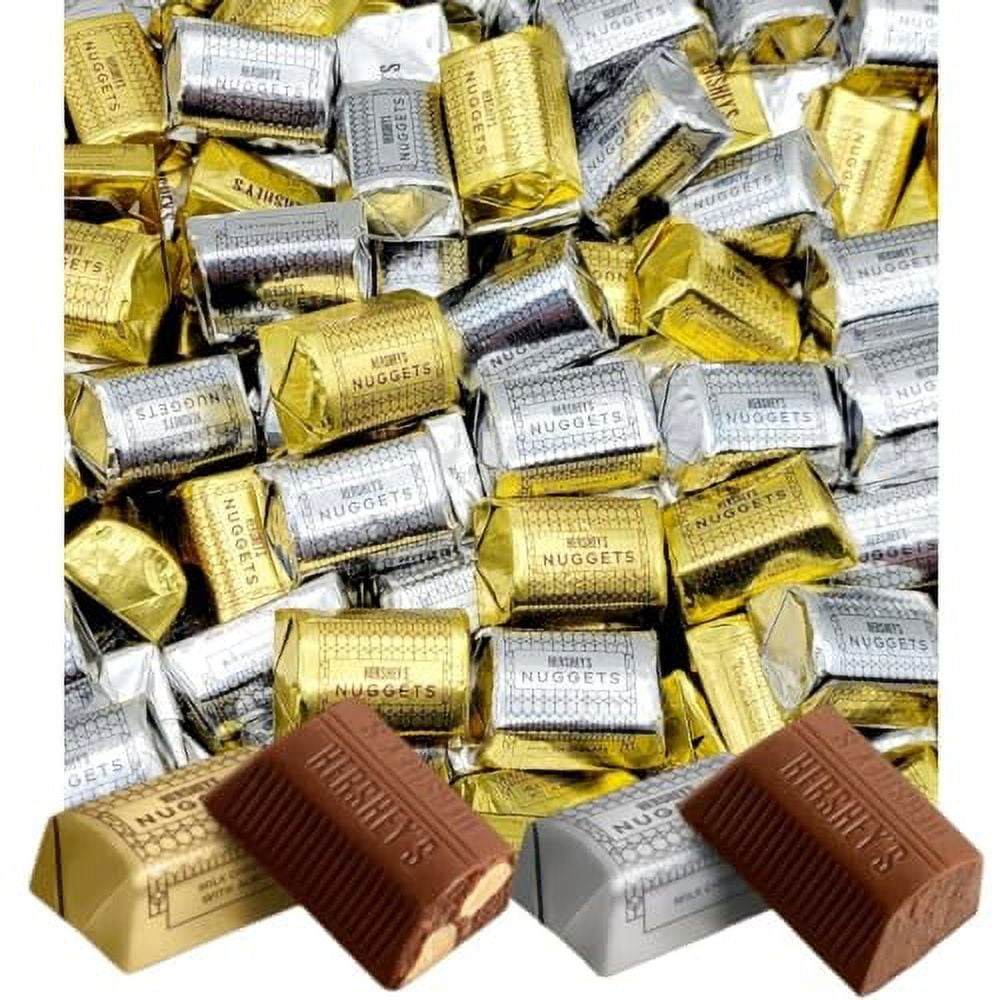Hersheys Nuggets - Milk Chocolate & Milk Chocolate with Almonds - Gold & Silver Nuggets (2 Pounds) Individually Wrapped Candy - Bulk Party Pack