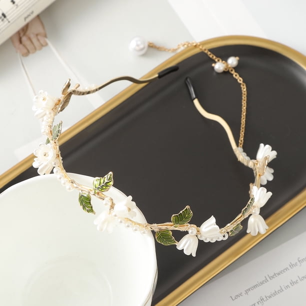 Banda Para El Cabello De Aleación Coreana Perla Flor Diadema Cuentas Borla Onda Accesorios