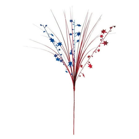Star Foil Spray Decoration, Red & Blue, 19in