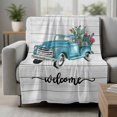 thumbnail image 2 of Blue Truck Blanket Soft Cozy Warm Throw Blanket for Couch, Plush Fuzzy Flannel Fleece Blankets for Sofa, Sunmmer Car Tropical Plants Cactus Wooden Bed Blankets Lightweight Gifts for Women, 50"x80", 2 of 9