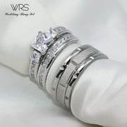 Wedding Ring Sets His And Hers Couples Women Diamond Sterling Silver Man Titanium Wedding Bands