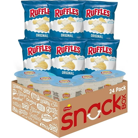 Ruffles Original & Lay s Creamy Ranch Dip Cups Variety Pack  Single Serve Portions  (24 Pack)