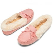 Alpine Swiss Leah Women’s Moccasin Slippers | Faux Fur Lined Slip-On House Shoes | Cozy Warm Comfortable Indoor Outdoor | Stylish Durable