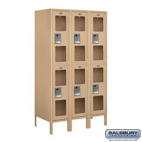 Salsbury 3 x 5 x 18 in. Double Tier See Through Metal Locker - Tan - Unassembled