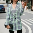 thumbnail image 6 of PiGOGI Women's Check Print Slim Lapel Button Pocket Blazer Jacket Casual office Coat Green 2XL, 6 of 7