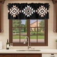 thumbnail image 6 of Black White Beige Boho Curtain Valances for Windows, Kitchen Valance Window Treatments Panel 2 Pack, Western Geometric Aesthetic Rod Pocket Short Curtains for Bathroom Bedroom 60 x 18 Inch, 6 of 8