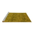 thumbnail image 2 of Ahgly Company Machine Washable Indoor Square Oriental Yellow Industrial Area Rugs, 4' Square, 2 of 4