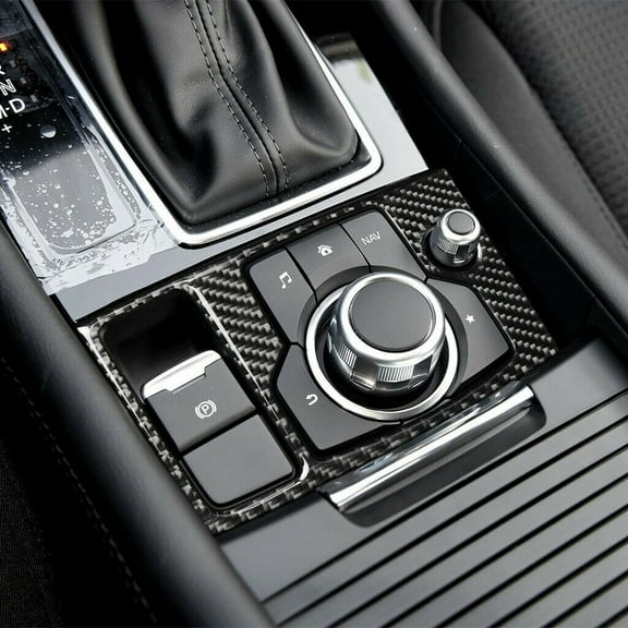 Decorative Cover Multimedia Button For Mazda 3 Axela Trim 2017 2018 Accessories Carbon Fiber Durable Practical Fangkenuo