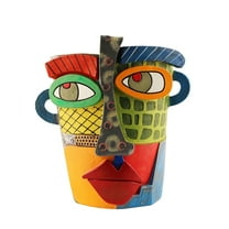 Picasso Brutalist Abstract Beauty Face Flower Pot Ornaments - Unique Face Planters Pots Rainbow Head Planter Decorative Flower Pot for Indoor Outdoor Plants