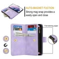 thumbnail image 5 of Allytechgroup Premium Wallet Phone Case for Samsung Galaxy A35, Zipper Pocket Kickstand Crossbody Shoulder Strap Hand Wrist RFID Blocking Shockproof Protective Case for Women Men, Purple, 5 of 6