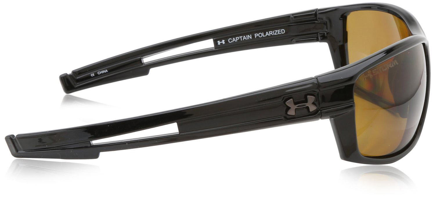 Under Armour UA Captain Sunglasses Shiny Black Frame Brown 