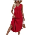 thumbnail image 2 of Taqqpue Women Maxi Dress Cotton Sleeveless V Neck Dress Beach Vacation Flowy Swing Plus Size Tank Dress Loose Fit Solid Color Sundress for Women, 2 of 10