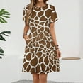 thumbnail image 2 of Giraffe Print Dress Fashion Beach Short Sleeve Dresses Female Party Printed Sundress, 2 of 7