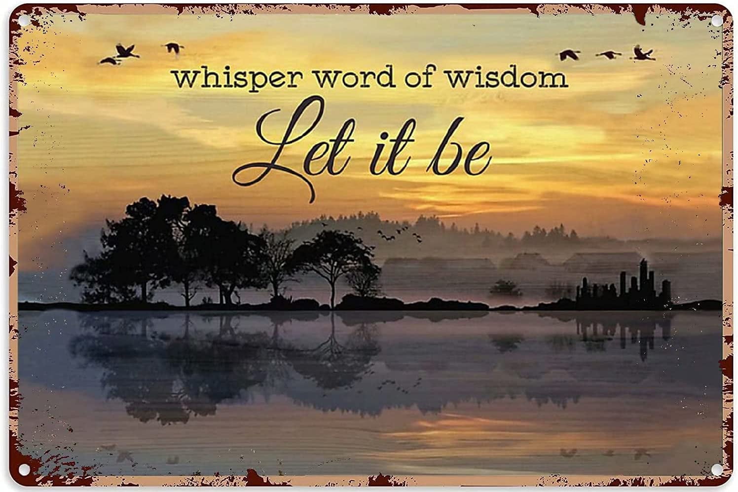 Guitar Metal Tin Sign Retro Reflection in the lake Wall Art for Home