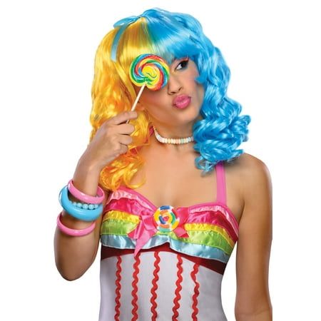 Lollipop Costume Wig Adult: Yellow & Blue