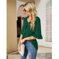 thumbnail image 3 of Blusa Ivicoer para mujer, cuello en V, acampanada, media manga, verde, talla M, 3 of 6
