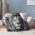 thumbnail image 5 of Lion Blanket Artistic Crowned Lion Design, Decorative Cozy Flannel Throw For Sofa, Sophisticated Nature Art Home Decor 50x40, 5 of 6