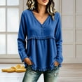 thumbnail image 5 of NominalSnug Tassel Tops for Women Fall Winter Long Sleeve Shirts V Neck Babydoll Loose Fit Blouses, 5 of 6