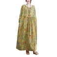 thumbnail image 1 of Vestido suelto para mujer, estampado vintage, con bolsillo, manga larga, cuello redondo, inform Abanopi Vestido, 1 of 7