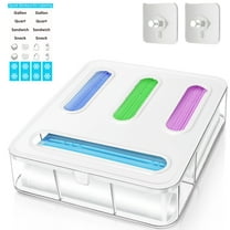 Food Storage Bag Organizer - Ziplock Bag Storage Organizer for Drawer | Compatible with Sandwich, Snack, Gallon, Quart & Slider Bags | BPA-Free Kitchen Storage with Label | Wall & Drawer Mount