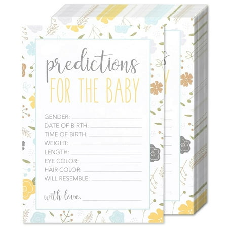 50 Sheets Baby Shower Predictions for the Baby Party Games - for Boy or Girl Unisex Gender Neutral - for 50 Guest Activities Supplies - 5 x 7