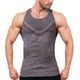 thumbnail image 2 of Camiseta sin mangas con cuello en V para hombre, de punto, con rayas verticales, para fitness, deportes, ocio, ajustada, con cuello en V en forma de I y hombros anchos., 2 of 3