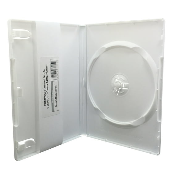 (100) CheckOutStore Premium Standard Single 1-Disc DVD Cases 14mm (White)