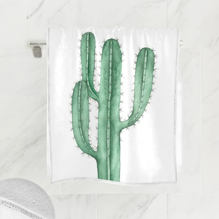 Green Cactus Hand Bath Towel Tropical Cacti Fingertip Towel Floral Plant Kitchen Bathroom Shower Towel Set Highly Absorbent Beach SPA Gym Guest towels 16x30 Inch Walmart