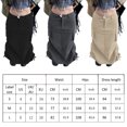 thumbnail image 3 of Khaki L 2022 Jupe Rétro de Rue Mode Couleur Unie Couture Fente Jupe Longue slim Été pour Femmes, 3 of 8