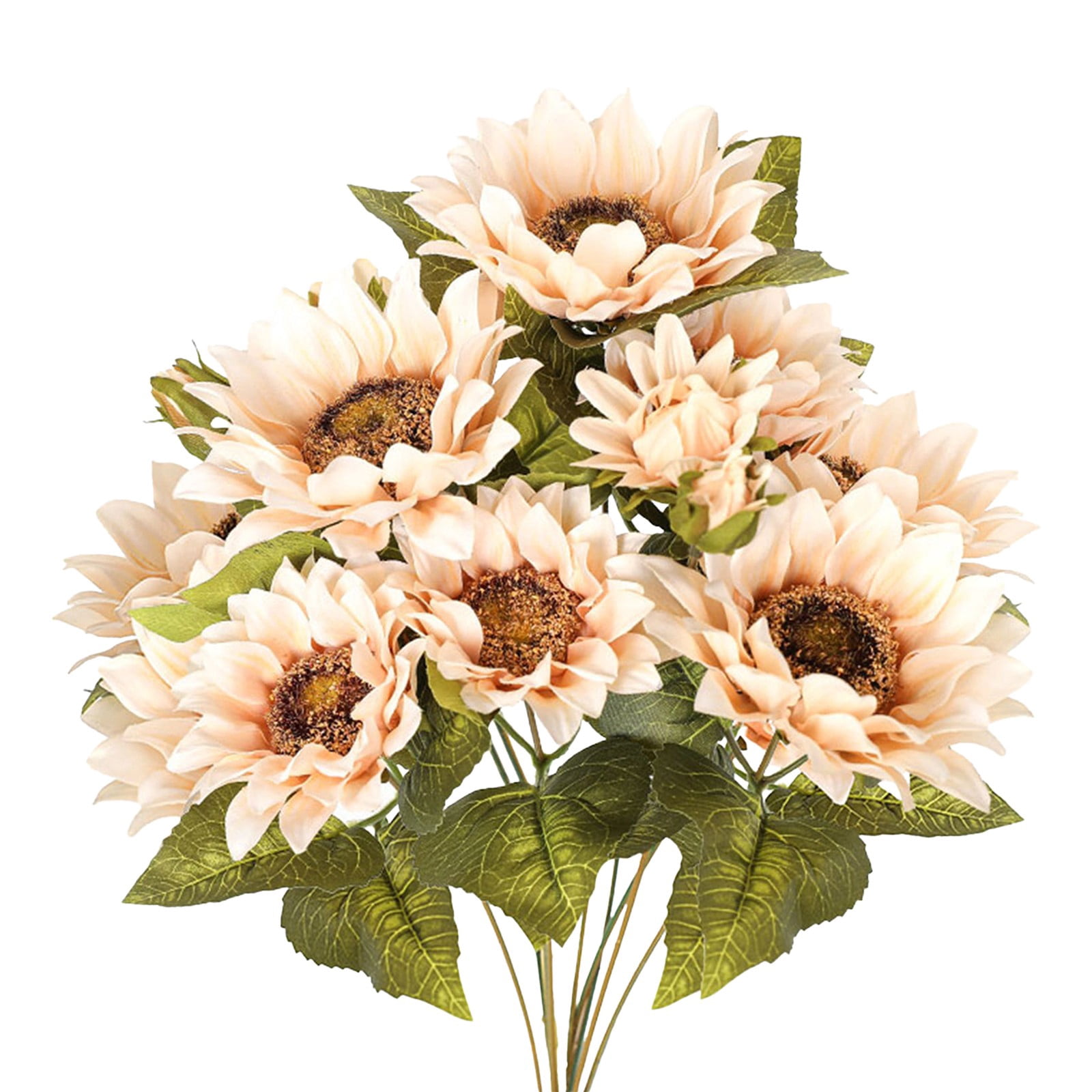 FXMLRLK 1 Bunch 11.8" W x 19" H Large Sunflowers Artificial Flowers with Long Stems Silk Fake Big Sunflowers Bouquet Faux Sunflower Arrangement for Home Vase Wedding Garden DIY Fall Decor,White