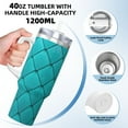 thumbnail image 3 of Fotbe Diamond Shaped Pattern 40oz Ice Bully With Handle And Straw Stainless Steel Vacuum Insulated Cup And 2 In 1 Straw Lid, 3 of 8