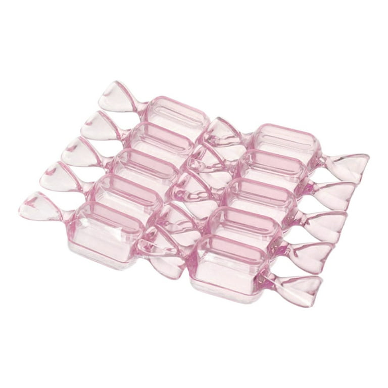 Plastic Box For Candy Containers ,Transparent Plastic Candy Box Mini  Crystal Clay Packaging Box Small Ornament Storage Box With Lid(Pink)(10pcs)  