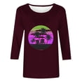 thumbnail image 4 of qolati Womens Tops 3/4 Sleeve Crewneck Cute Shirts Casual Palm Tree Print Trendy Blouses 2024 Summer Hawaiian Pullover Blouse, 4 of 4